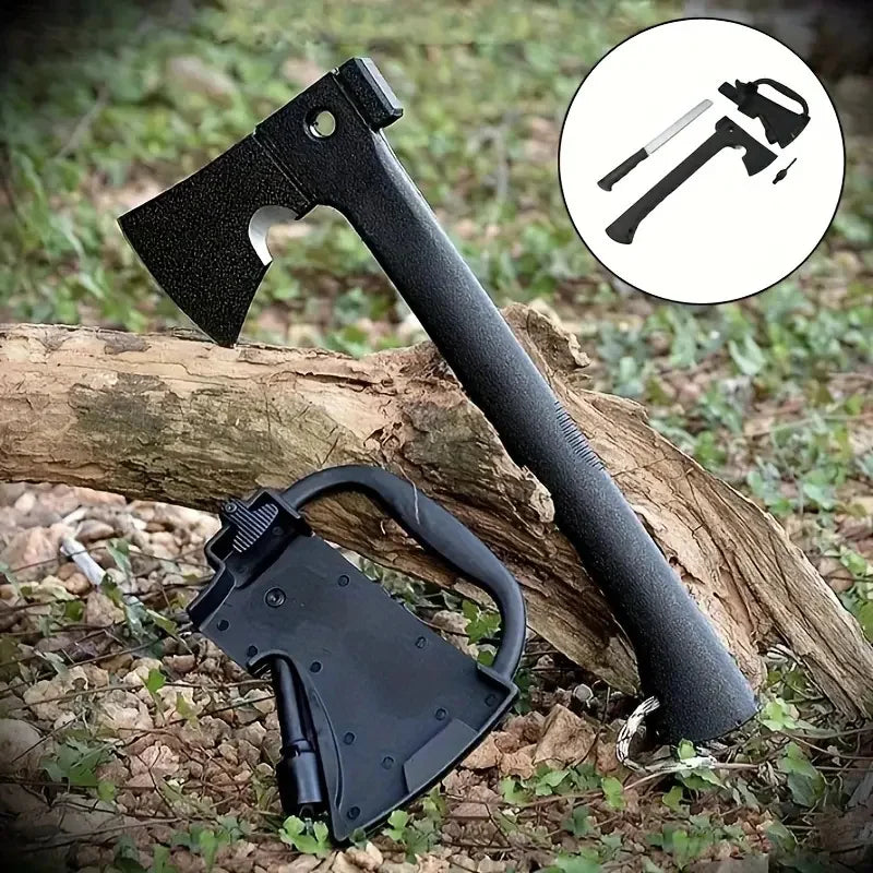 Camping Hand Axe and Survival Gear Lightweight Hatchet with Nested Serrated Wood Saw Knife and Magnesium Fire Starter Tool