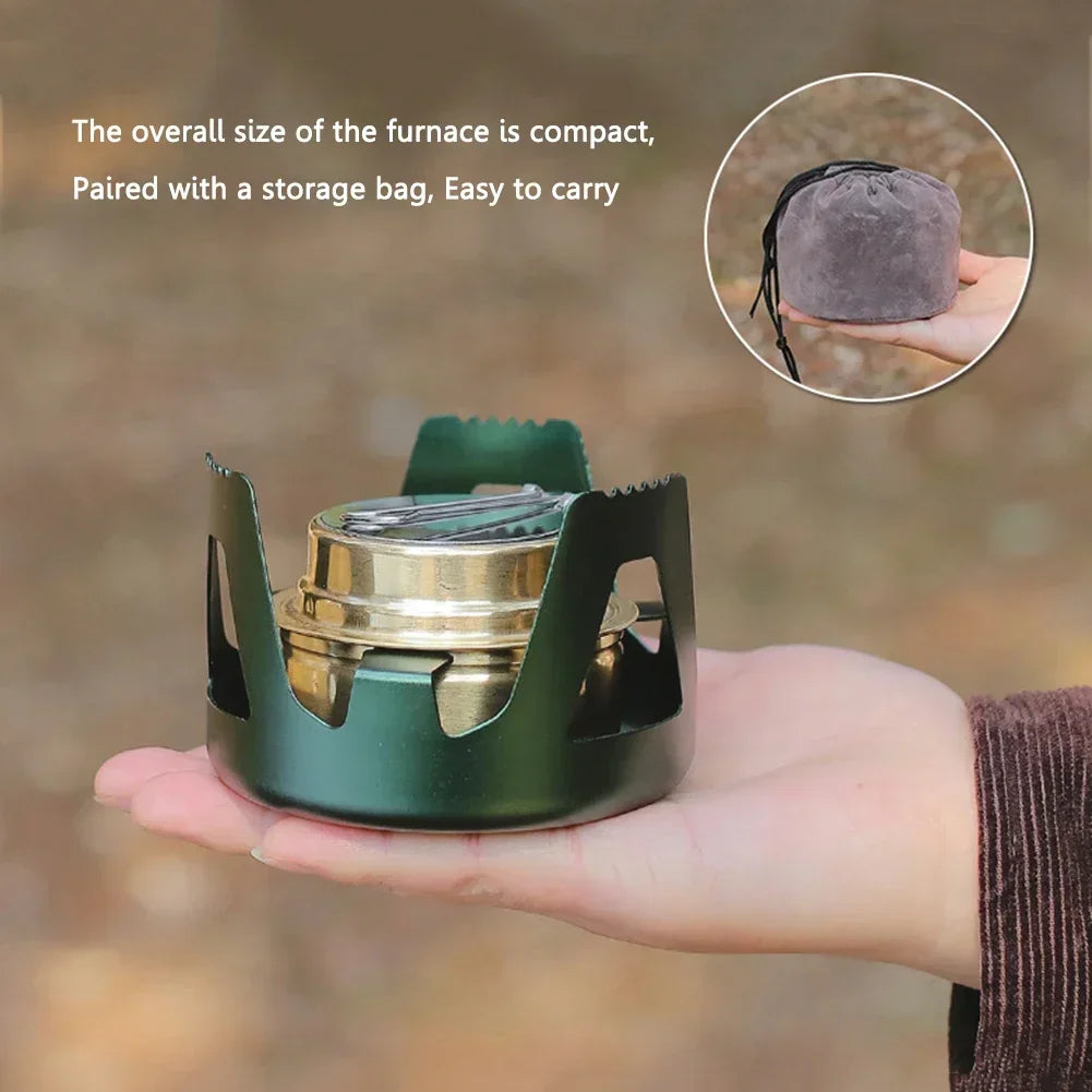 Portable Mini Alcohol Stove Burner Adjustable Firepower GEAR Stove Aluminum Alloy Bracket Ultralight Brass Outdoor Camping Stove