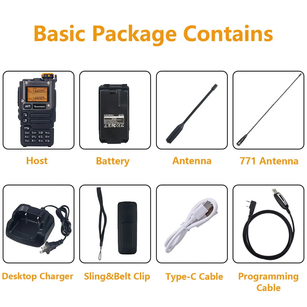 Quansheng UV K5 8 Walkie Talkie Am Fm Communication Ham Amateur Long Range Wireless Set With Programming Cable and 771 Antenna