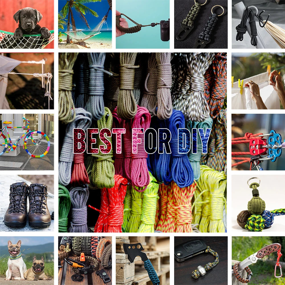 550 Paracord Rope Parachute Cord 305M 1000FT 250FT 100FT Imperial 7 Cores Paracord for Camping Rope Survival Tent Accessories