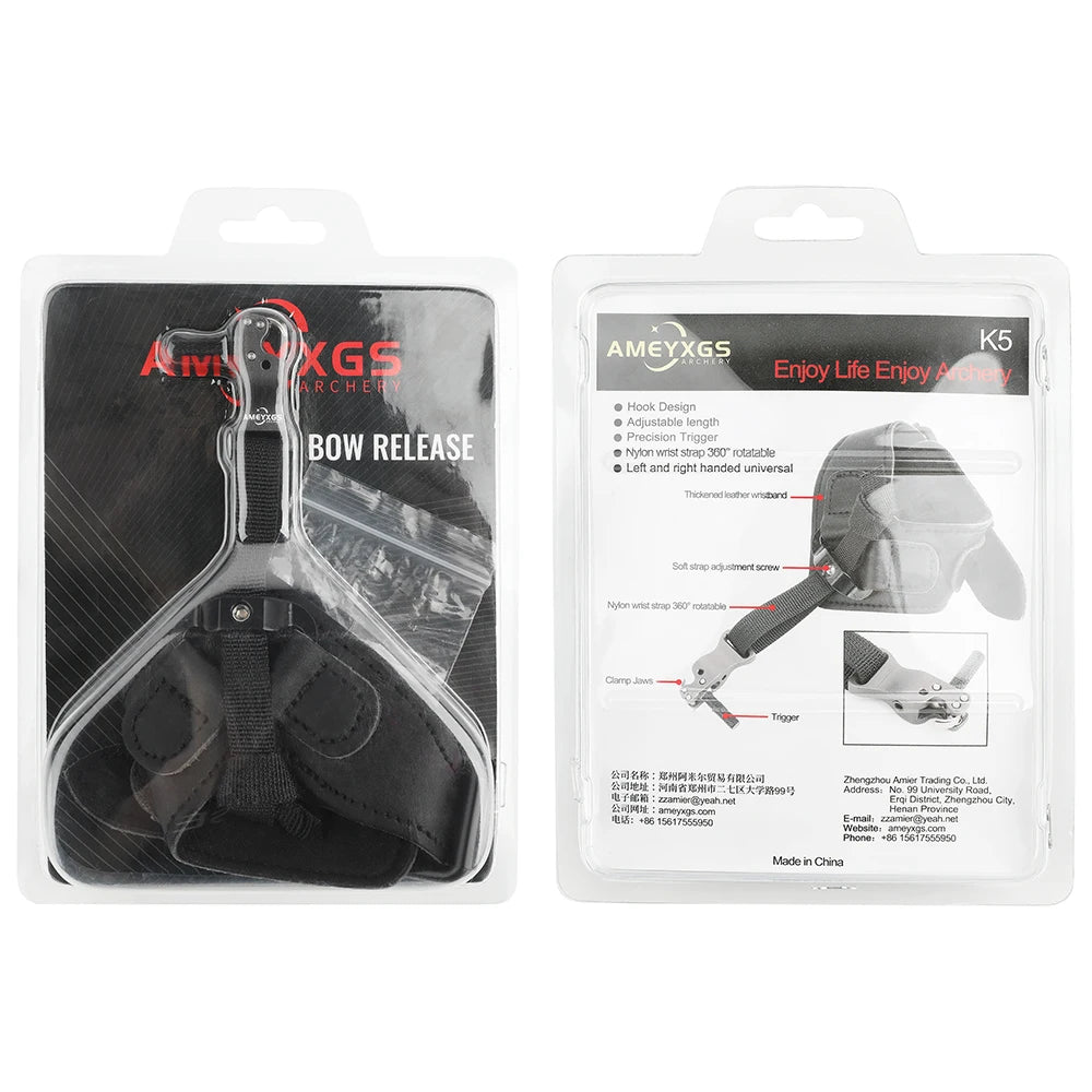 Archery Bow Release Wrist Strap Releaser Aid Leather + Alloy Trigger Caliper Outdoor Shooting Hunting Bow Accessories