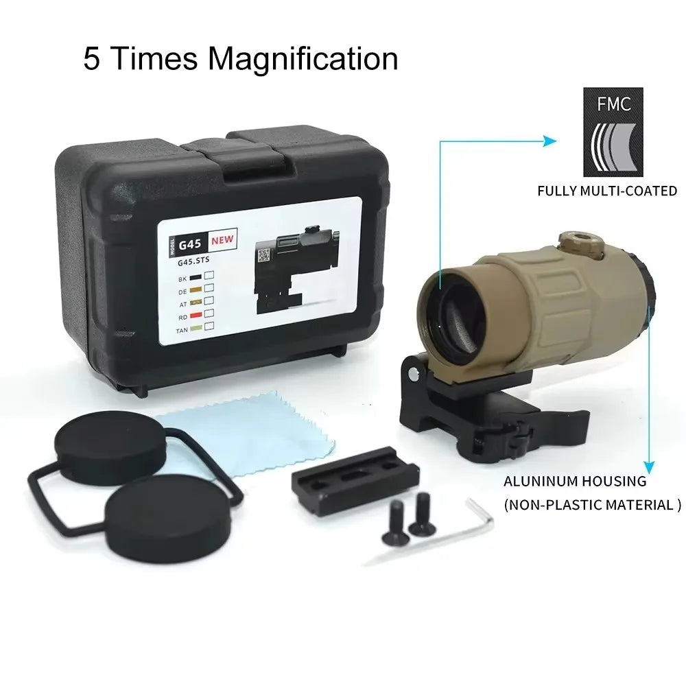 G33 G43 G45 Sight Fixed 3X 5X Magnifier Scope With Switch to Side Quick Detachable QD Mount For Hunting