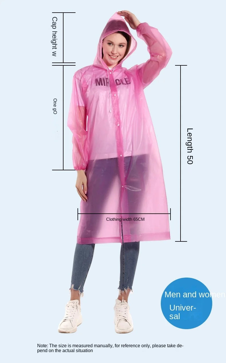High Quality 1piece 145*68CM EVA Unisex Raincoat Thickened Raincoat Women Waterproof Men Black Camping Waterproof Rainwear Suit