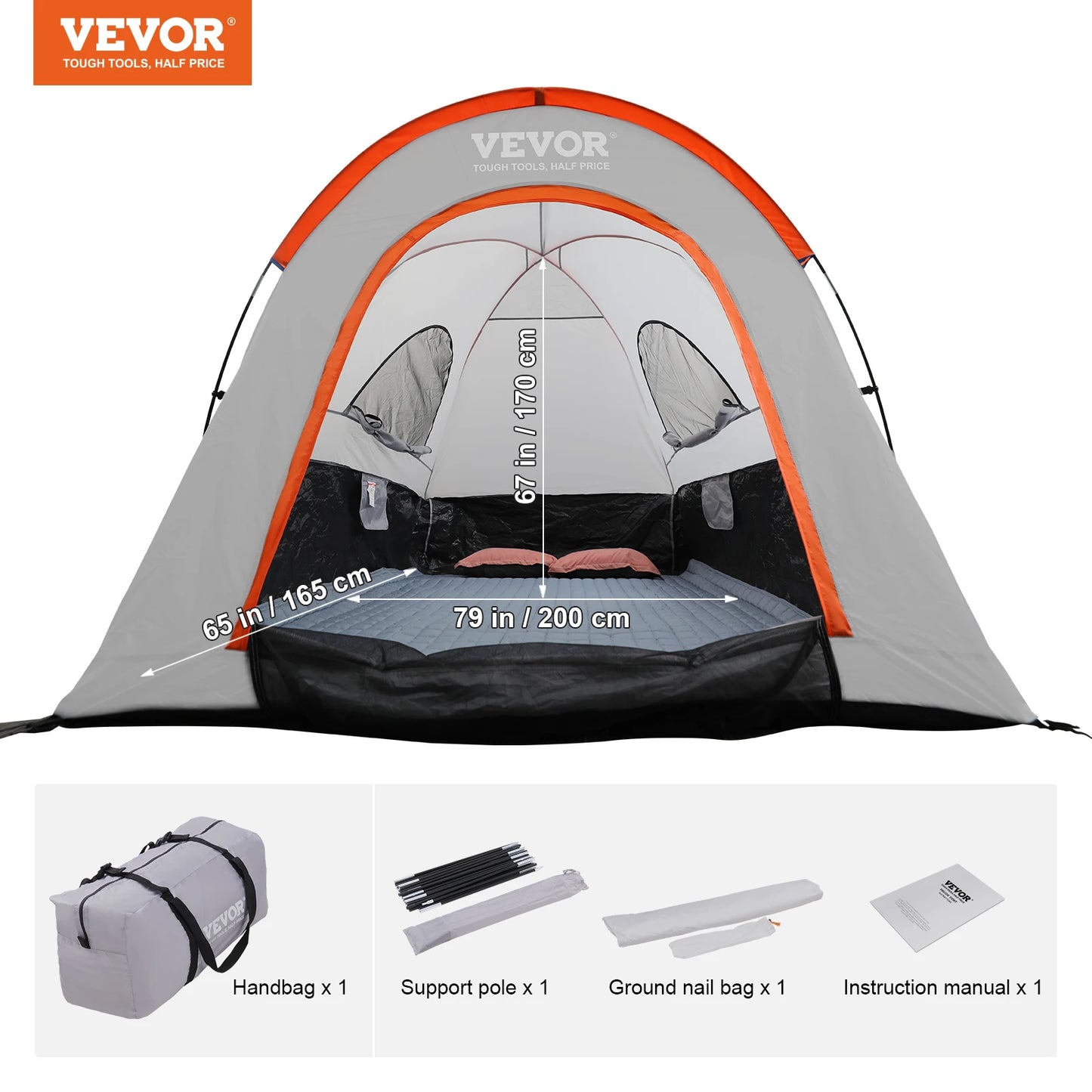 SucceBuy Truck Bed Tent 5.5'-6'Pickup Truck Tent with Rain Layer and Carry Bag Waterproof PU Double Layer Truck Tent for Camping