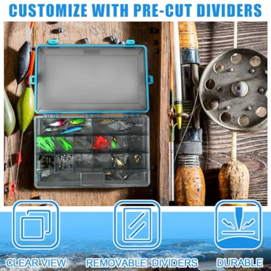 6 Pack Fishing Tackle Boxes Waterproof 3600 and 3700 Tackle Trays with Removable Dividers Plastic Lures Terminal Storage Organi