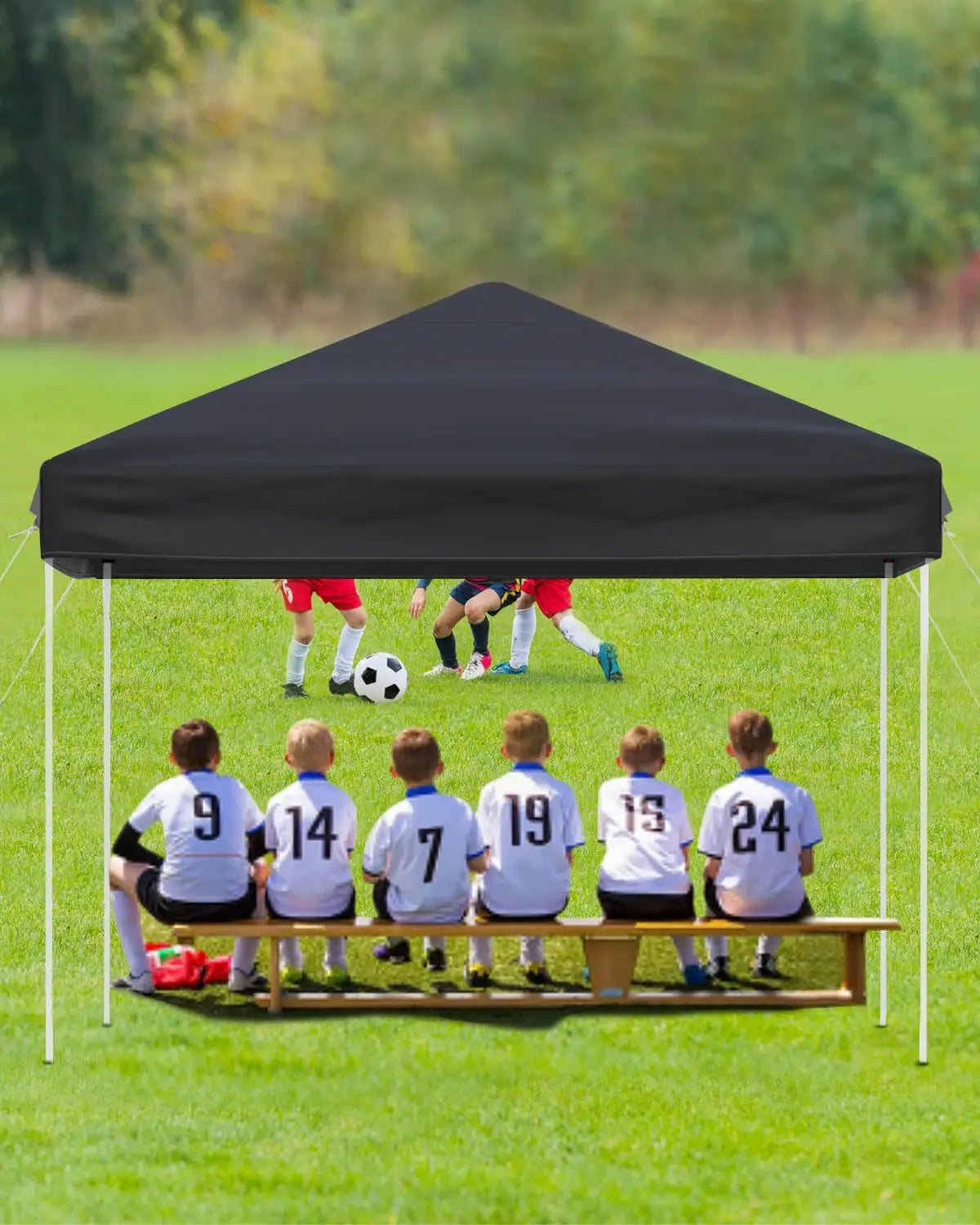 10x10 Pop Up Canopy Tent, Outdoor Tent with 3 Adjustable Height, Easy Set Up Canopy with 4 Sandbags & Carrying Bag for Camping