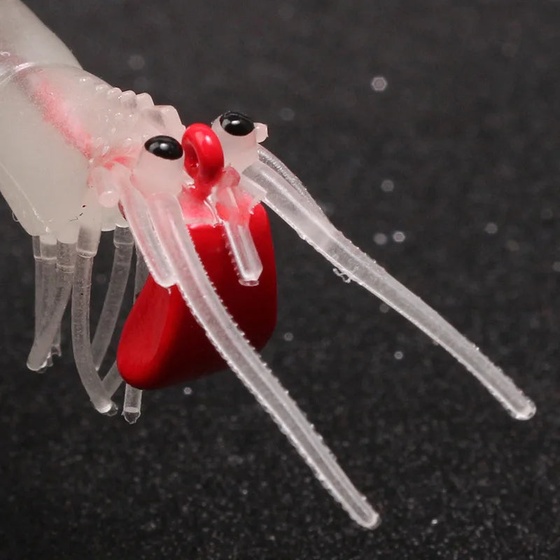 5pcs Soft Shrimp Lure Rigs Fishing Tackle Hooks Jigs Lifelike Swimbait Suitable for Freshwater/Saltwater