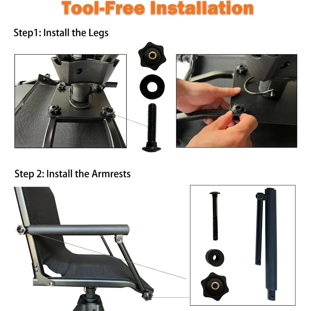 Silent Swivel Stable Portable Ground Folding Outdoor Camping Fishing Hunting Blind Chair