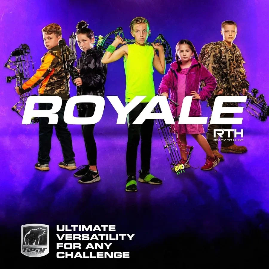 Bear Archery Royale Ready to Hunt Compound Bow Package for Adults and Youth 12 - 27 Draw Length 5-50 Lbs Draw Weight Up to 290