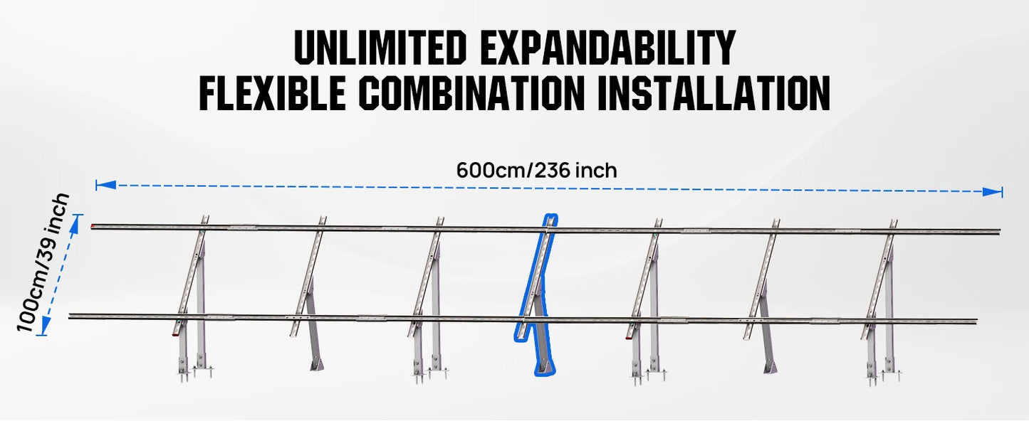 ECO-WORTHY 780W 4PCS 195W 3.12KWH Solar Panels with Upgrade Ground Mount for Shed, Home, Farm & Garden, Mounting Bracket