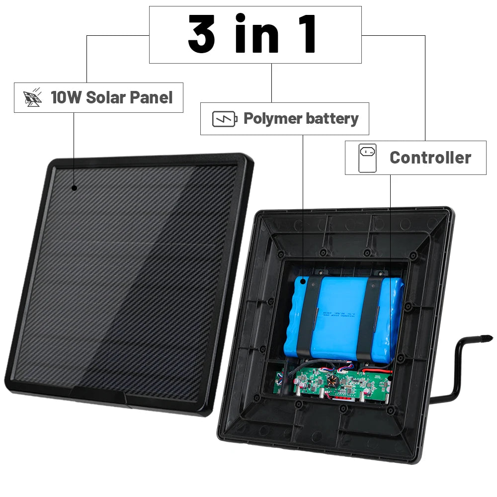 Trail Camera 12V/2A Solar Panel Built-in 25000mAh Capacity Solar Charger Kit IP66 Waterproof Hunting Accessory for Deer Feeder