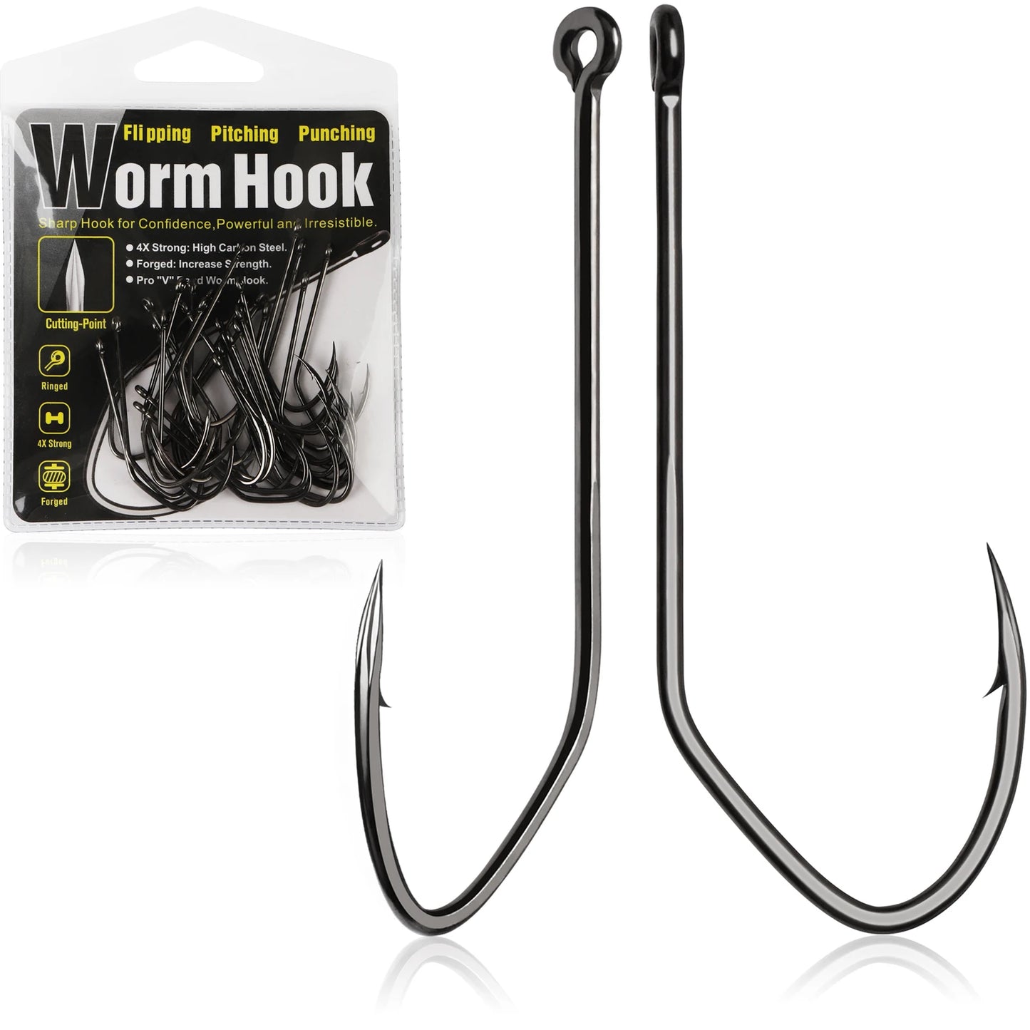 Dovesun Weedless Worm Hooks Wacky Rig Hooks Texas Rig Hooks 30PCS Professional V Bass Fishing Hooks for Freshwater Saltwater