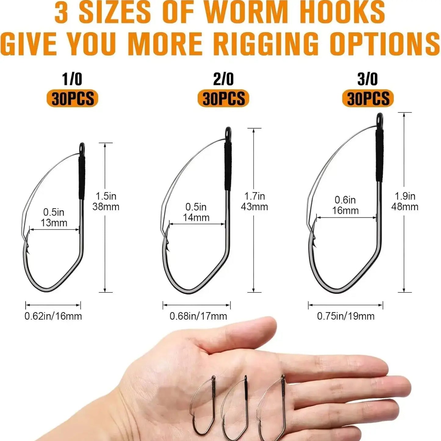 Dovesun Weedless Worm Hooks Wacky Rig Hooks Texas Rig Hooks 30PCS Professional V Bass Fishing Hooks for Freshwater Saltwater