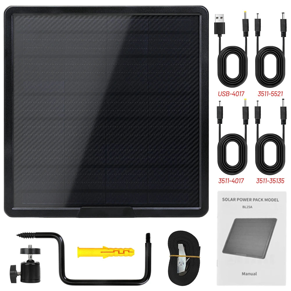Trail Camera 12V/2A Solar Panel Built-in 25000mAh Capacity Solar Charger Kit IP66 Waterproof Hunting Accessory for Deer Feeder