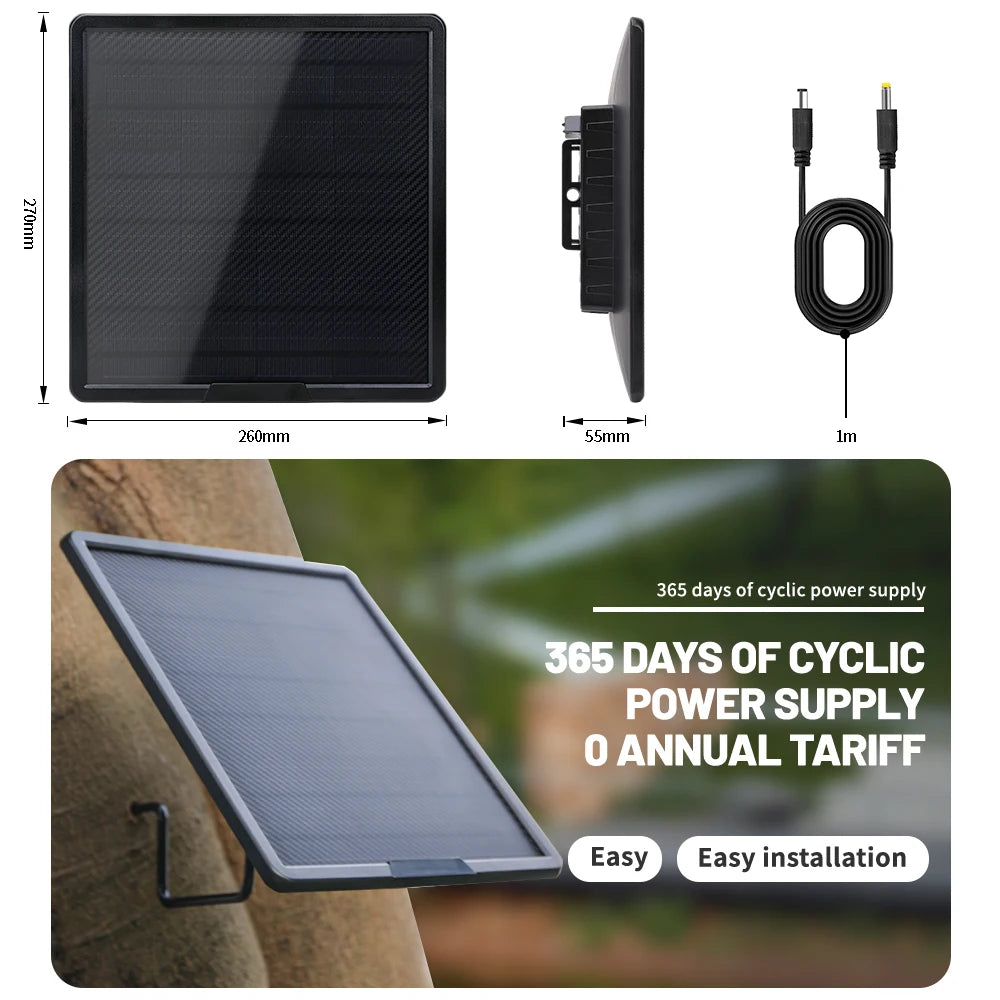 Trail Camera 12V/2A Solar Panel Built-in 25000mAh Capacity Solar Charger Kit IP66 Waterproof Hunting Accessory for Deer Feeder
