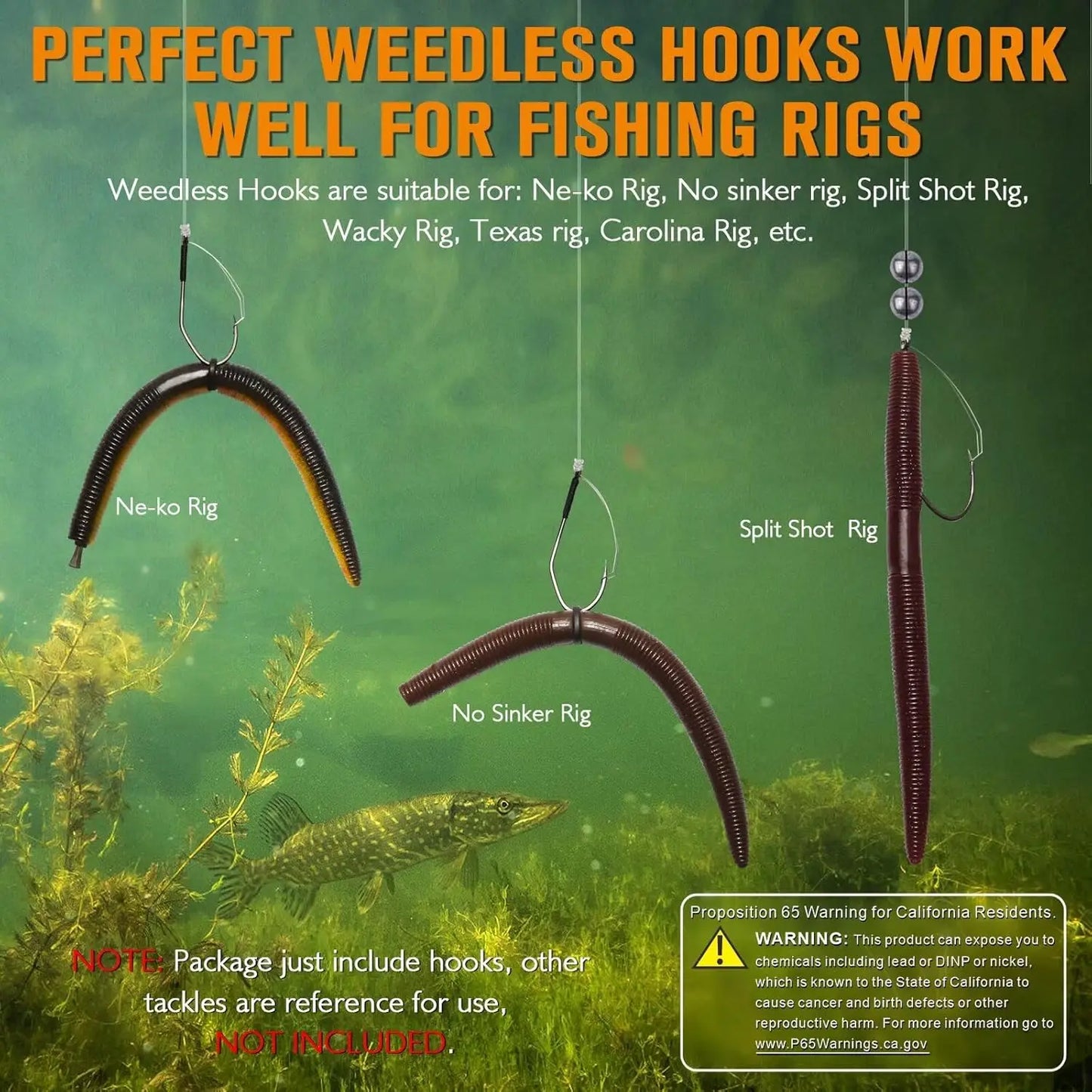 Dovesun Weedless Worm Hooks Wacky Rig Hooks Texas Rig Hooks 30PCS Professional V Bass Fishing Hooks for Freshwater Saltwater