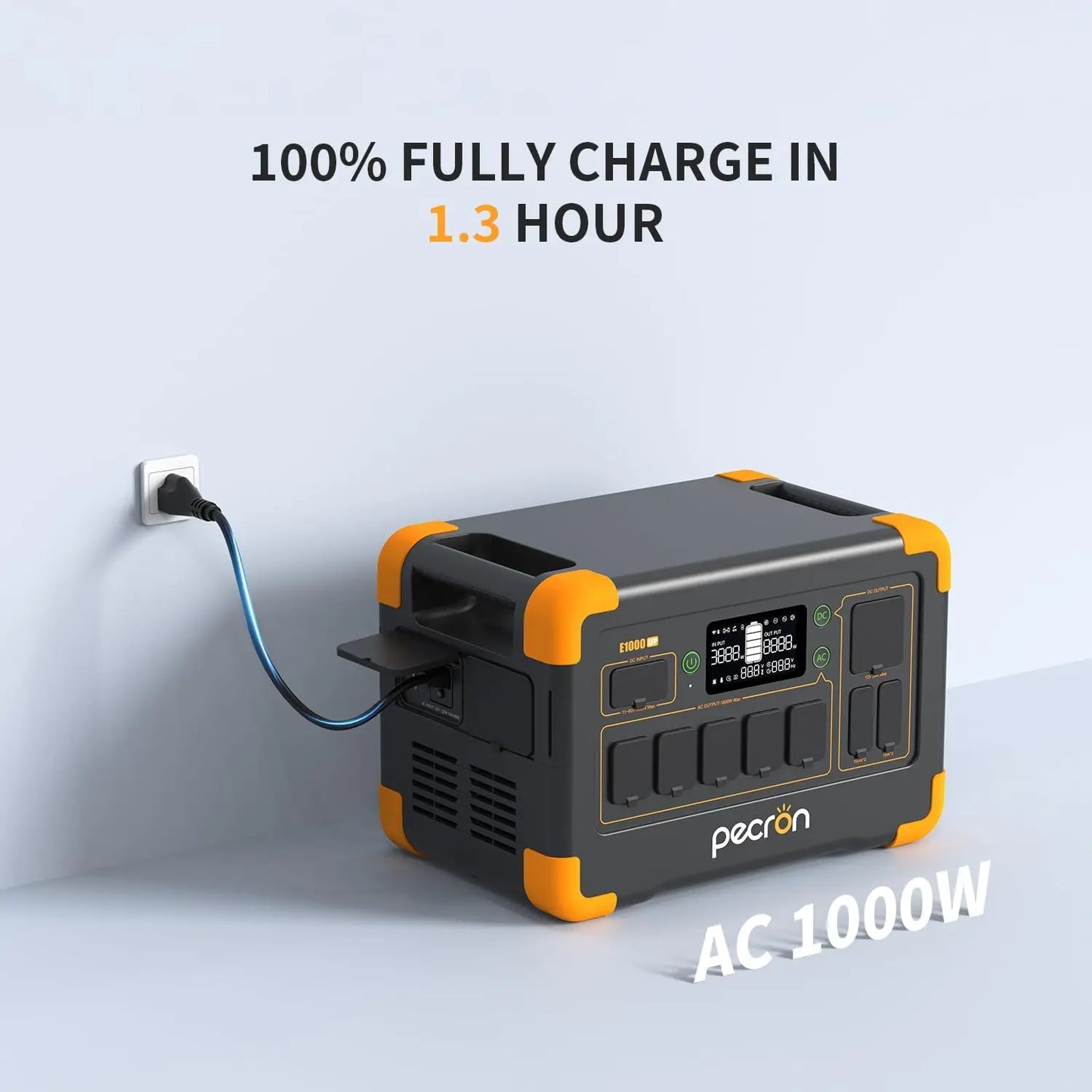 Used-pecron E1000LFP Portable Power Station 1024Wh LiFePO4 Battery Backup 1800W Solar Generator Expandable to 4096Wh Charging