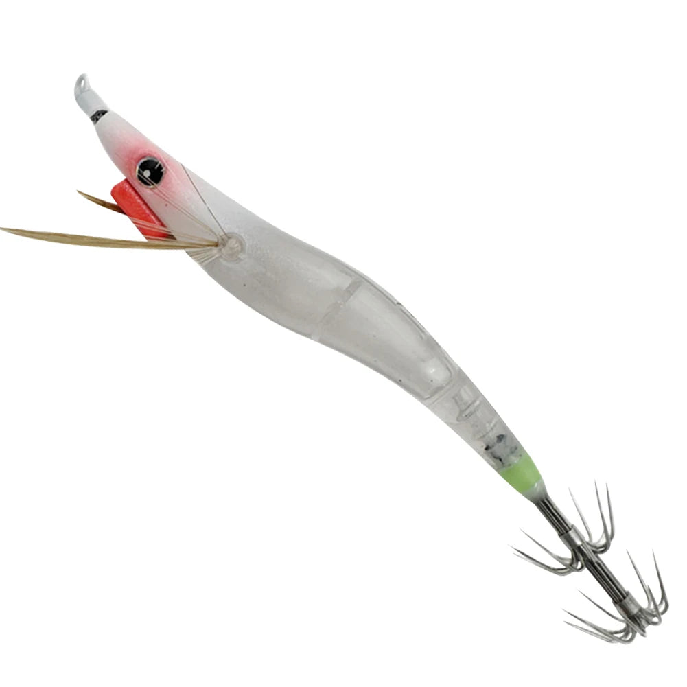 Luminous Lure Hard Shrimp Bait Simulation with Squid Jig Hook UV Wood Egi Shrimp Fishing Lure Octopus Cuttlefish Fishing Bait