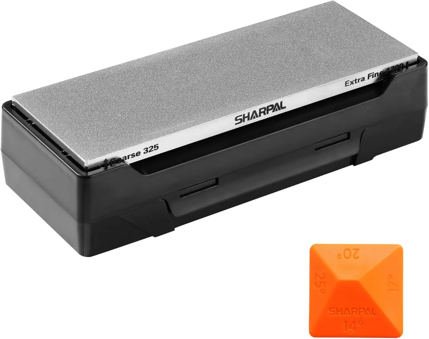 Double-sided Diamond Sharpening Stone with Coarse & Fine Grit, Non-Slip Base & Angle Guide for Knives and Tools