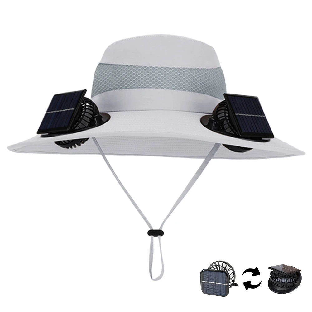 Solar Fan For Outdoor Camping Fishing Hiking Sunscreen Fisherman Hat Solar Fan Cap Portable Solar Charging Cap with Fan Suitable