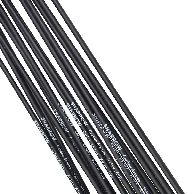 12pcs 30" Carbon Arrows SP500 Vanes Compound Recurve Bow Hunting Archery Target 2'' Rubber Vanes Carbon Fiber Arrow Shaft