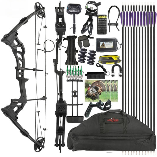 Compound Bow Arrow Set 0-70lb Archery Hunting 320FPS Bag Sight Carbon Arrows Adult Target Practice Shooting Adult