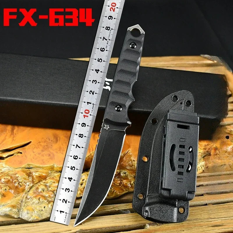 FX 634 Tactical Straight Knife D2 Steel Blade G10 Handle Outdoor Camping Wilderness Survival EDC Hunting Knife Carving Knife
