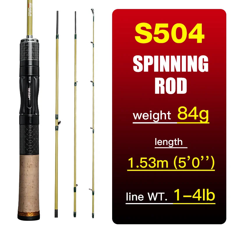 Seasir Silent Stream Spining Baitcasting Fishing Rod Carbon Fiber UL Power 1.53/1.65M Spinning Casting Lure Rods 4 Sections