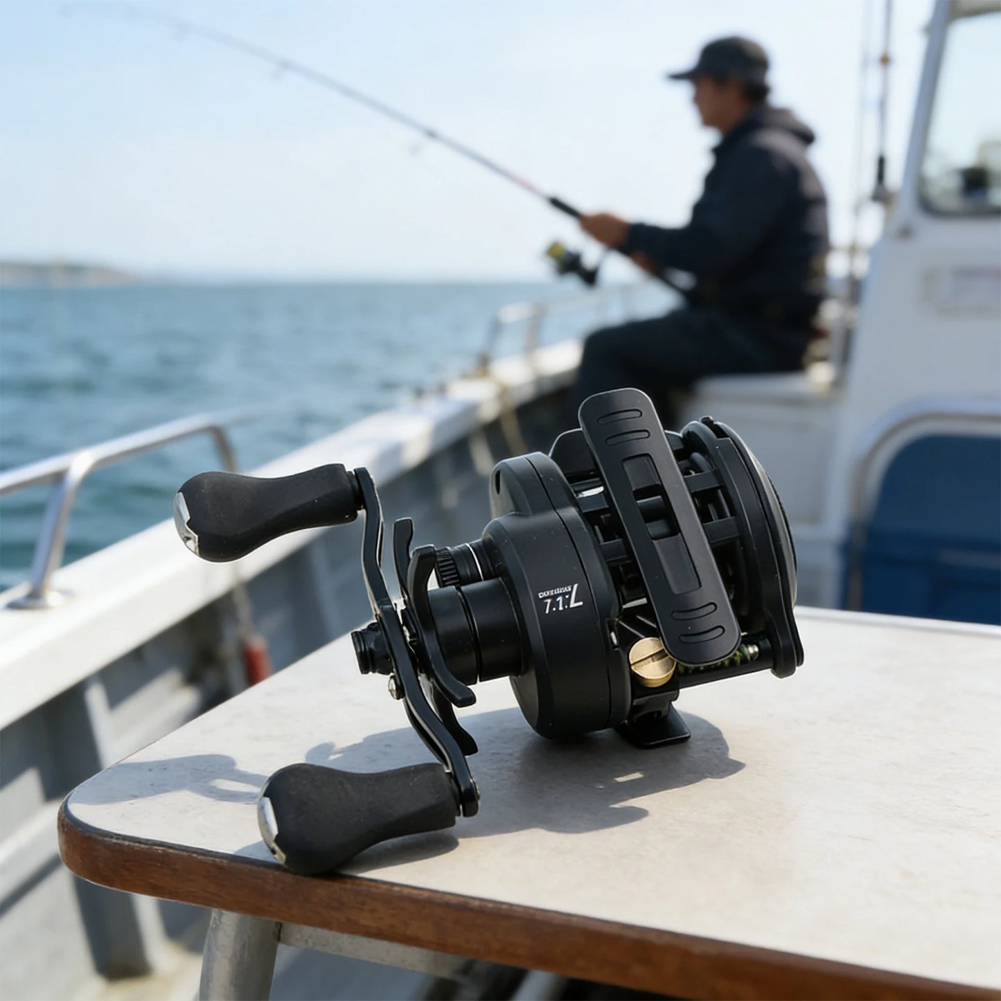 DC Fishing Reel Long Cast Self‑Charging Anti Backlash Electronic Brake Baitcasting Reel Smooth Casting Sound 7.2:1 Ratio