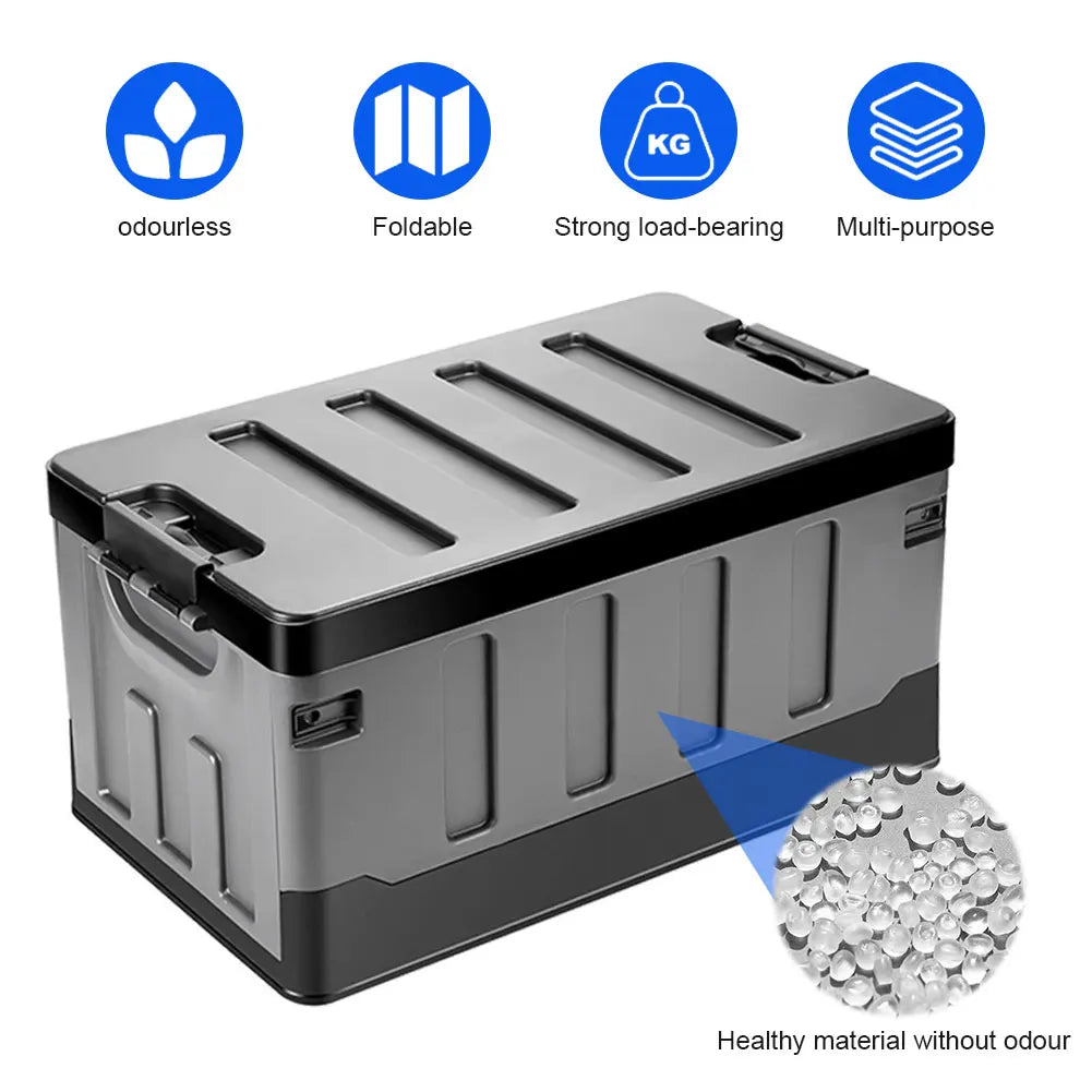 60L Car Trunk Storage Box Large Capacity Outdoor Camping Storage Box Car Trunk Sorting Box for SUV Cars Stowing Tidying