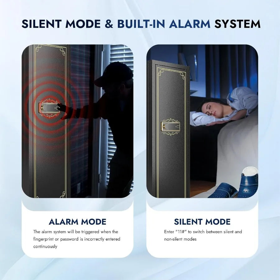 Biometric gun cabinet for rifles and pistols with fingerprint recognition secure long gun locker for home use with removable sh