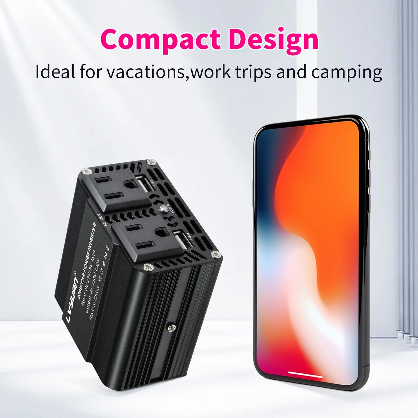 500W/300W Car Inverter DC12V AC110V Power Conversion Mini Portable Inverter With USB 5V 3.1A Output US Socket