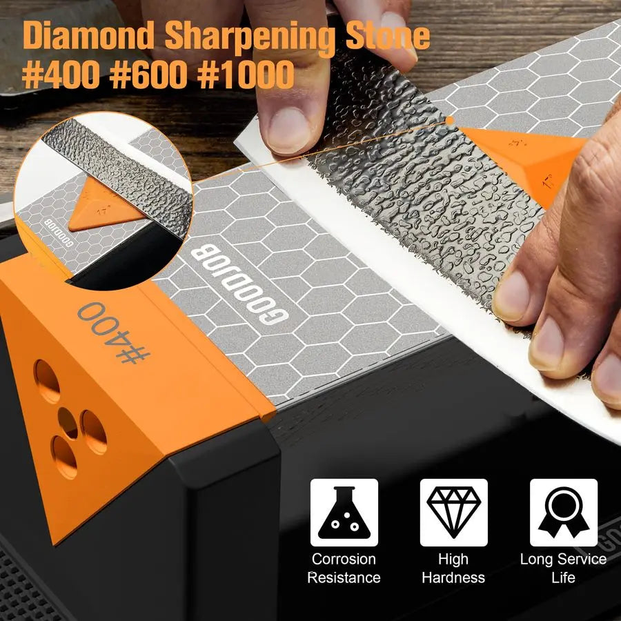 Large Diamond Sharpening Stone Set 3 Side Grit 400 600 1000 Premium Industrial Diamond Knife Sharpener Suitable for Steel of any