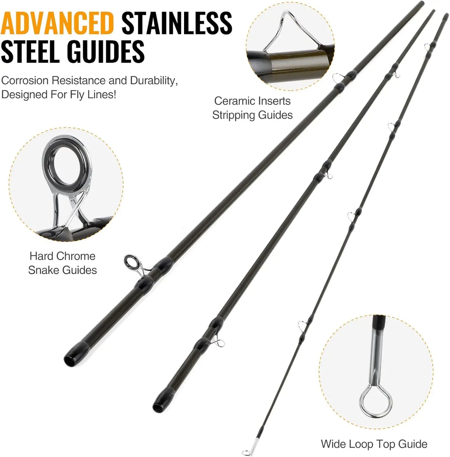 Complete Fly Fishing Starter Kit with 4-Piece Graphite Rod, Reel, Flies & Bag - Lightweight Portable