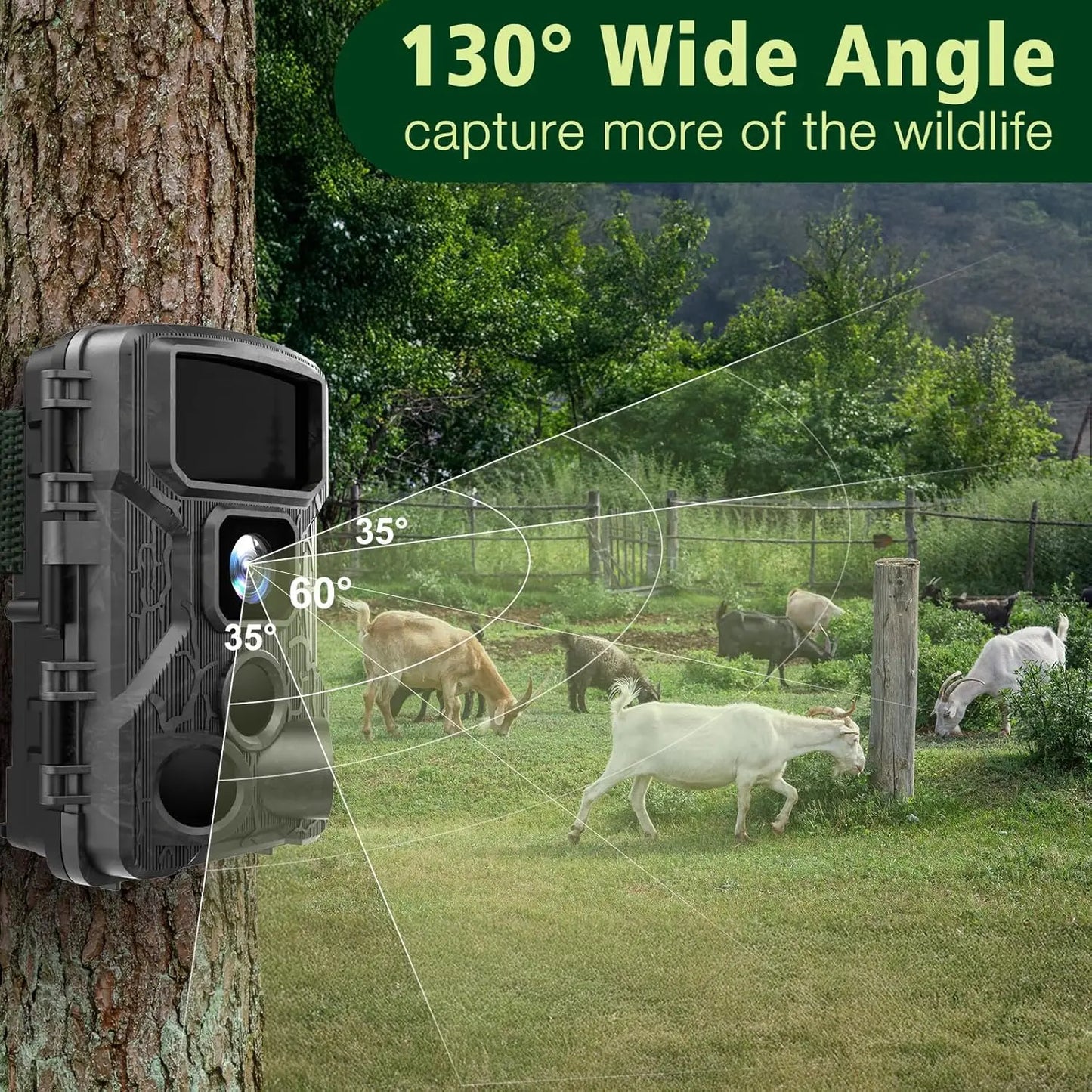 Trail Camera 4K 64MP WiFi Bluetooth, Night Vision Wildlife Hunting Camera, 0.1s Trigger, IP67 Waterproof, 130° Wide Angle