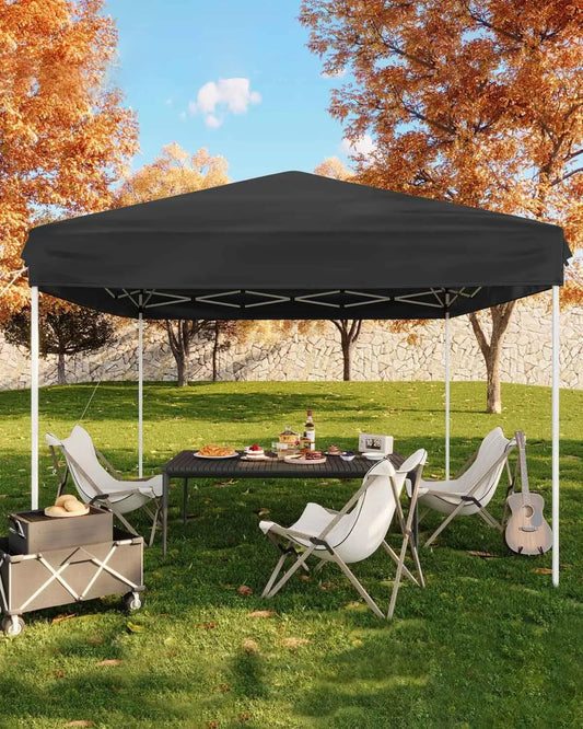 10x10 Pop Up Canopy Tent, Outdoor Tent with 3 Adjustable Height, Easy Set Up Canopy with 4 Sandbags & Carrying Bag for Camping