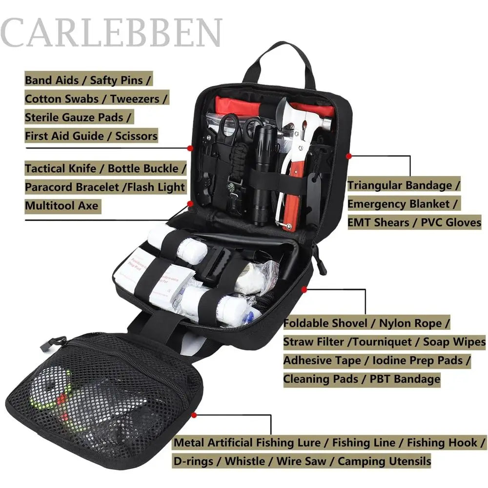 Survival Kit Camping kit First Aid Kit Emergency Bugout Bag Gifts for Men Tactical Gear Accessories Molle Attachments Military