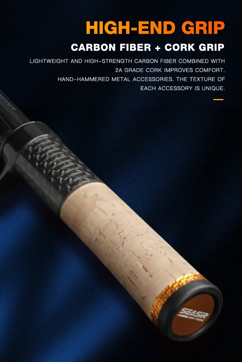 Seasir Silent Stream Spining Baitcasting Fishing Rod Carbon Fiber UL Power 1.53/1.65M Spinning Casting Lure Rods 4 Sections