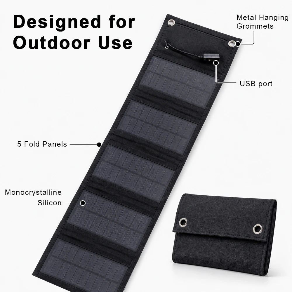 Foldable Solar Panel 40W Portable Solar Panels Charger USB 5V Output Waterproof Solar Charger Backpack Hiking RV Trip