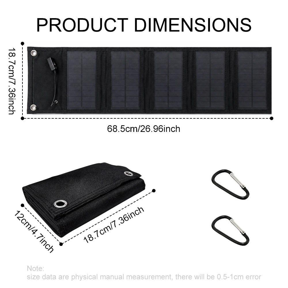 Foldable Solar Panel 40W Portable Solar Panels Charger USB 5V Output Waterproof Solar Charger Backpack Hiking RV Trip