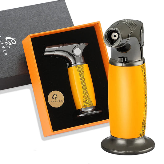 Galiner Windproof Metal Cigar Lighter 1 Jet Flame Butane Gas Gun Lighters Smoking Refillable Gift Box
