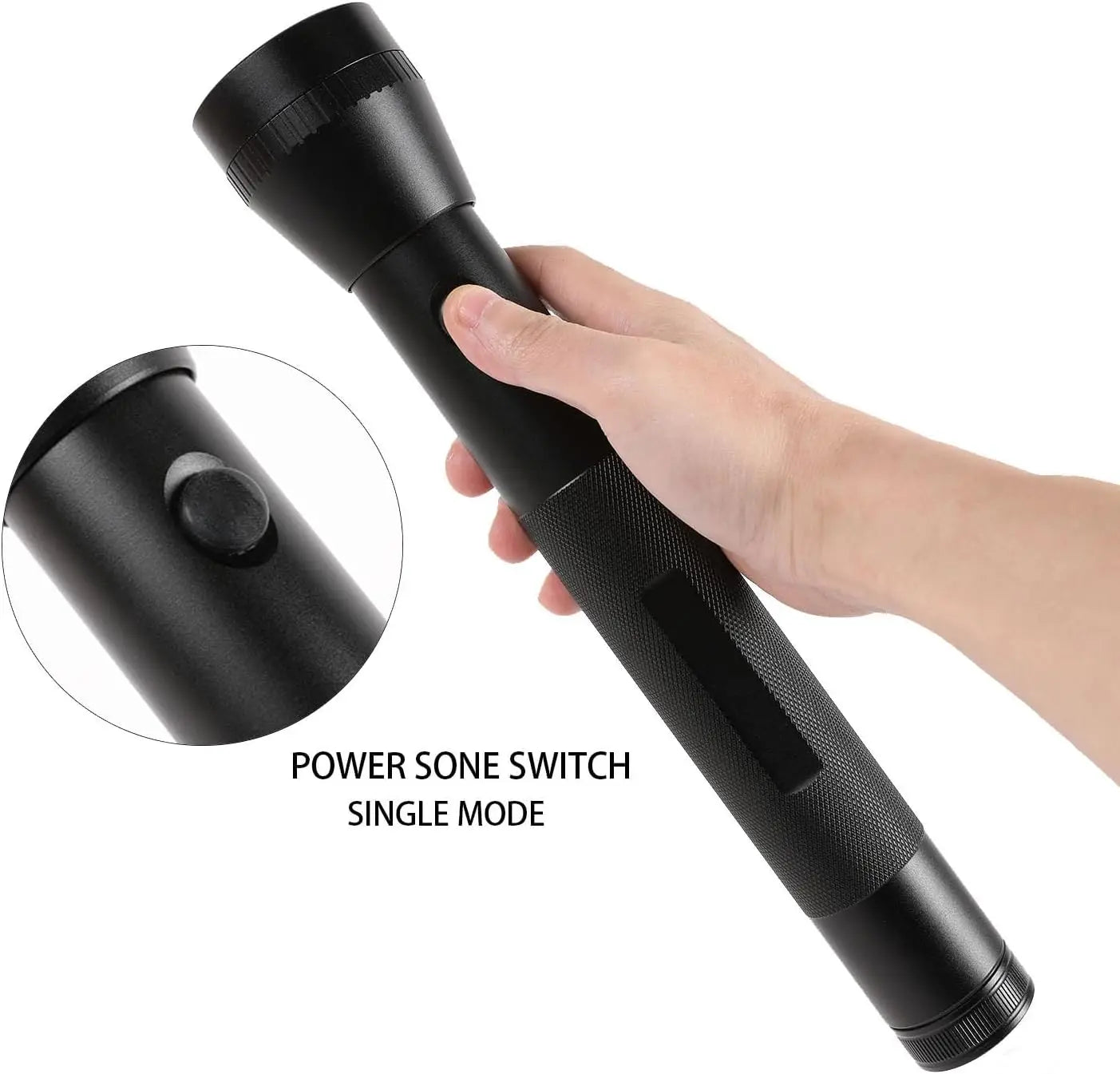 3-Cell D Battery LED Flashlight, Aluminum Alloy, Rugged Outdoor Torch (2 Pack)