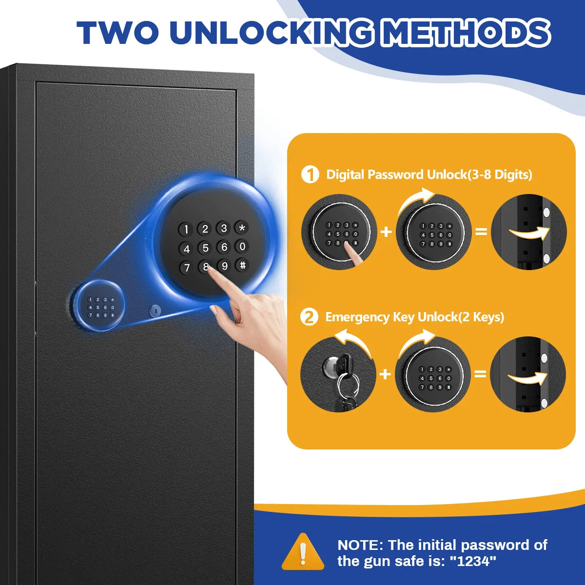 BESAFETY 10-15 Gun Cabinet, Quick Access Long Gun Safe, Rifles & Pistols, Large Unassembled Safe with Digital Board