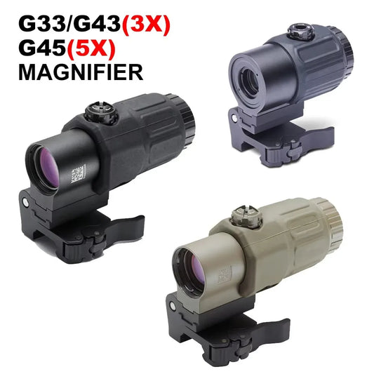 G33 G43 G45 Sight Fixed 3X 5X Magnifier Scope With Switch to Side Quick Detachable QD Mount For Hunting