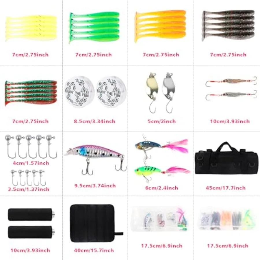 2PCS Telescopic Fishing Rods and Reels Combo Set 6.89ft Portable Fishing Pole Spinning Reel Lures Accessories with Storage Bag