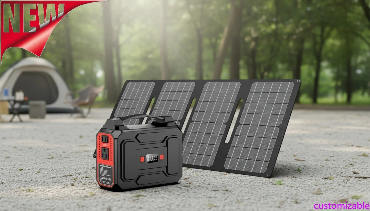 200W Solar Generator with 40W Panel, 146Wh Portable Power Station for Camping, Home & Outdoor AC Outlet