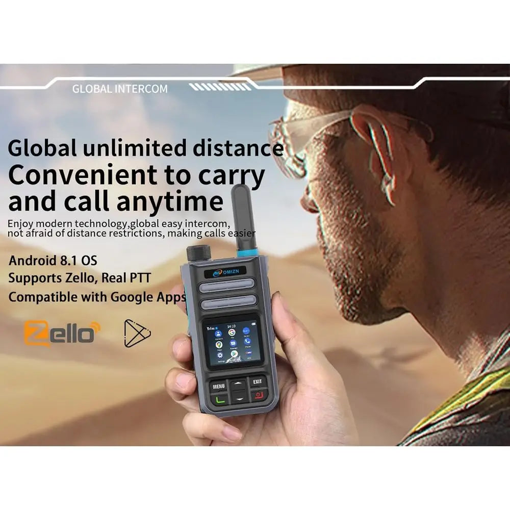 4G LTE Android Smart Walkie Talkie with Unlimited Range, Lifetime Free, Support Zello, WiFi, Bluetooth, GPS, IP65, Type-C, 2 Pac