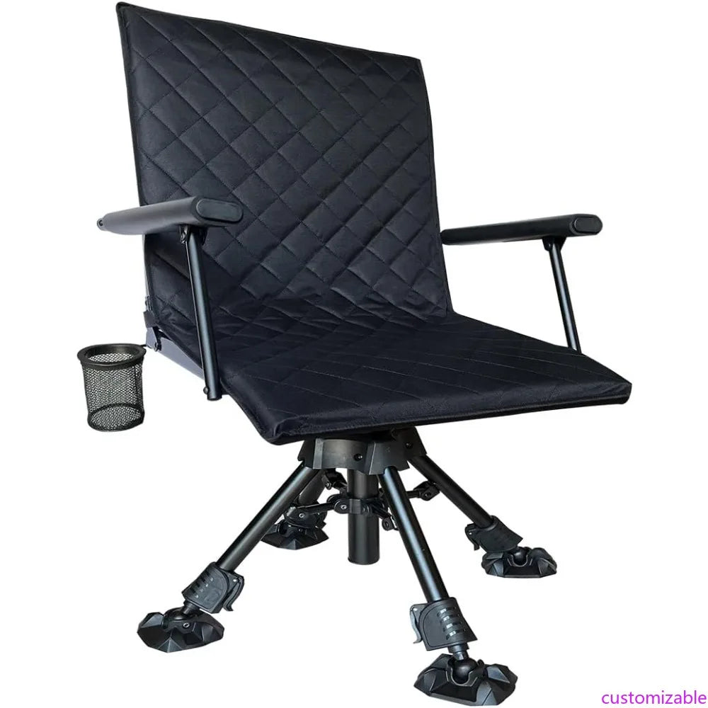 Silent Swivel Stable Portable Ground Folding Outdoor Camping Fishing Hunting Blind Chair