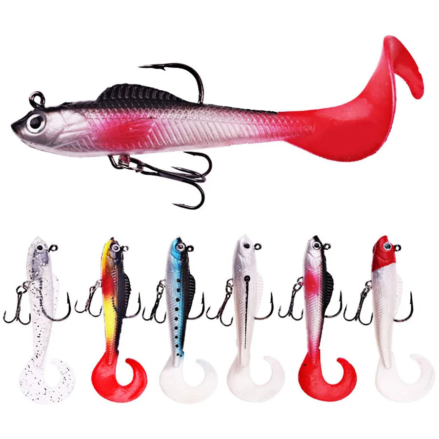 6PCS Wobblers Artificial Baits Fishing Tackle Soft Silicone Bait For Sea Bass Spoon Pike Carp Fishing Lures Swimbait2027