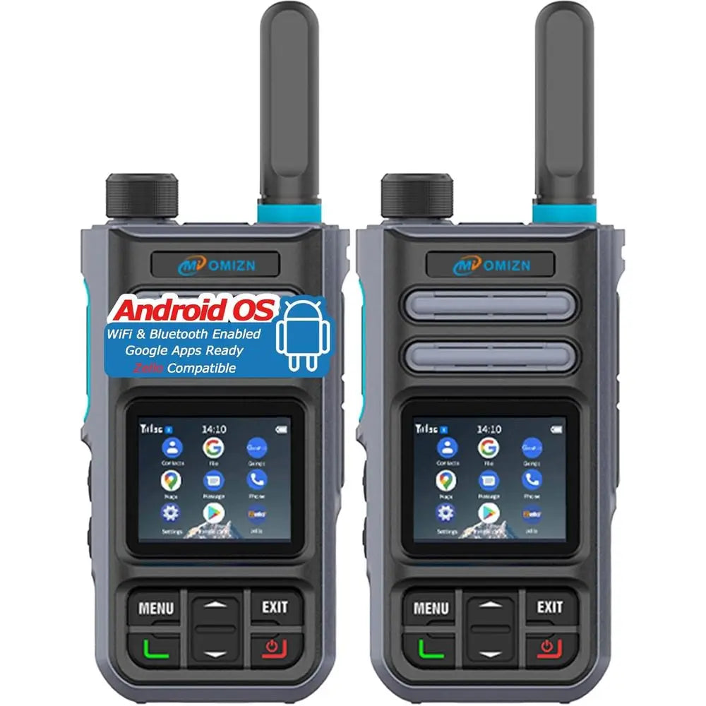 4G LTE Android Smart Walkie Talkie with Unlimited Range, Lifetime Free, Support Zello, WiFi, Bluetooth, GPS, IP65, Type-C, 2 Pac